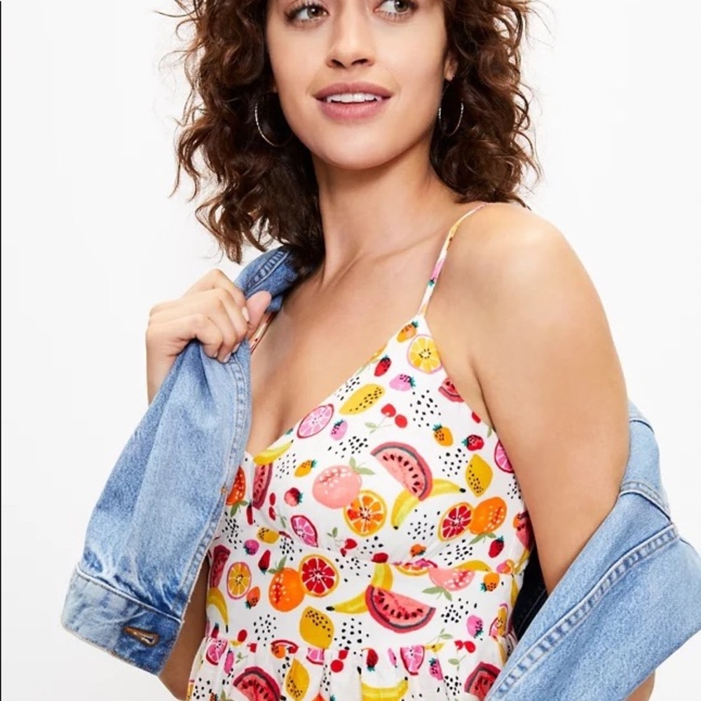 LOFT fruit 🍉 print peplum cami top